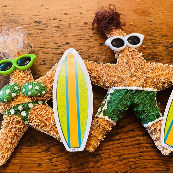 Pink Bikini and Green and Navy Surfer Ornament Set #SURFER - Picture 1 of 2